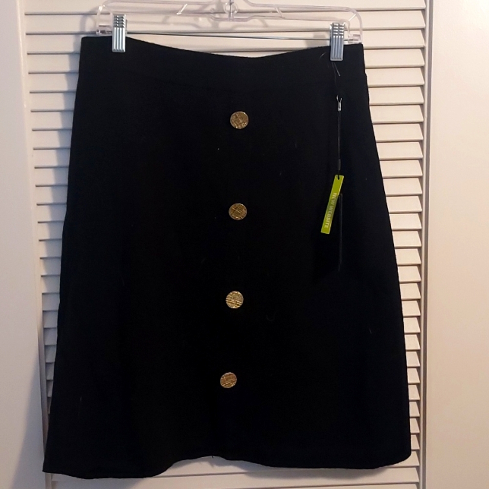 NWT Cyrus Black Skirt With Decorative Buttons